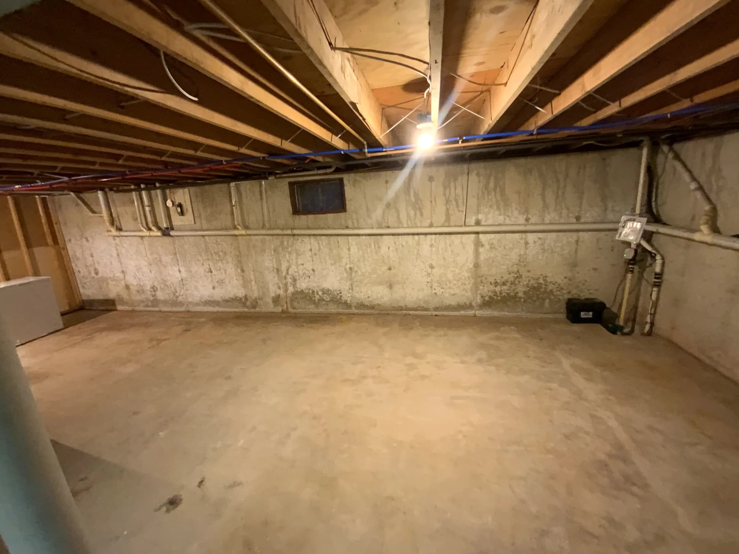 Before — Finished basement — powder room & wet bar, as found