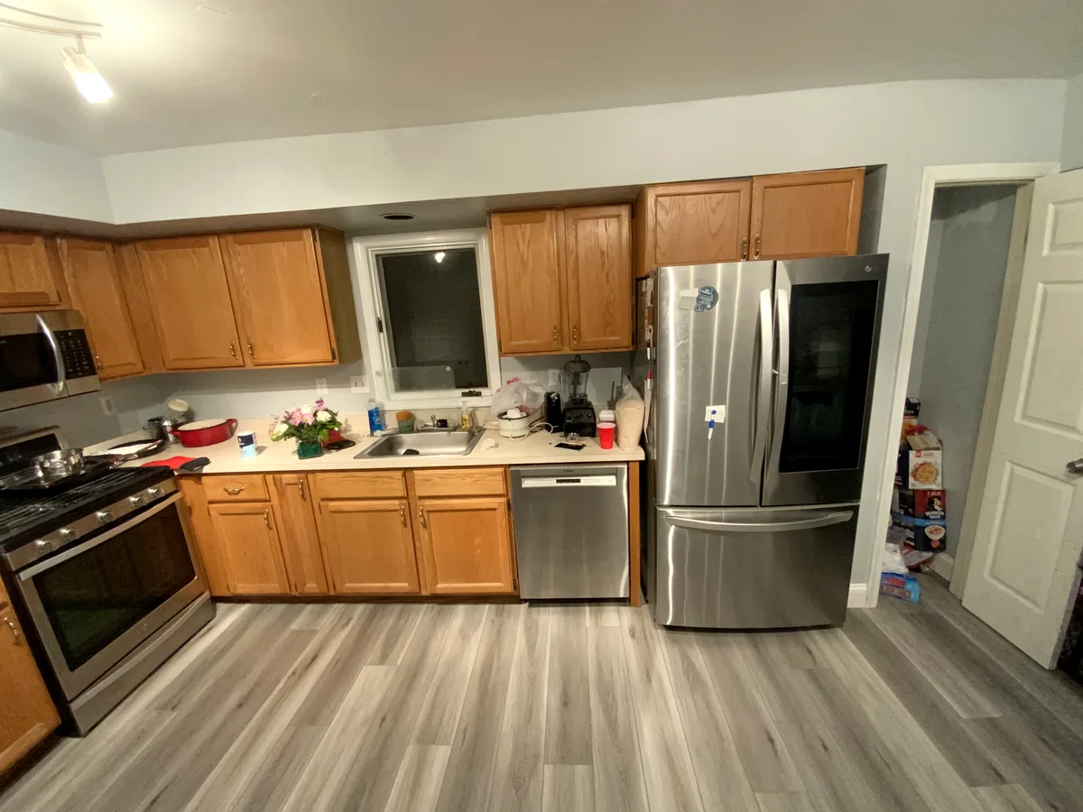 Before — Kitchen renovation — grey shaker, as found