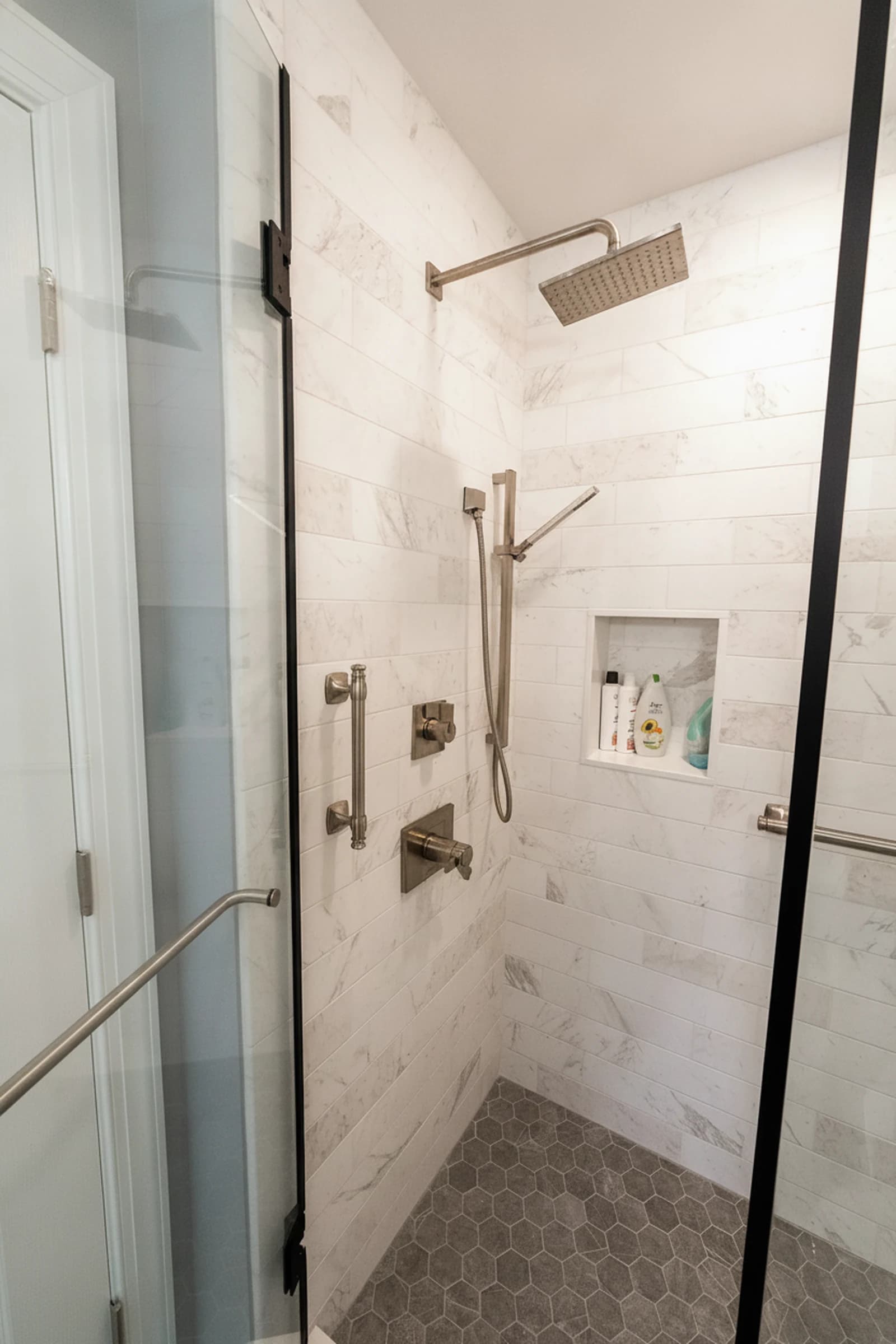Marble walk-in shower
