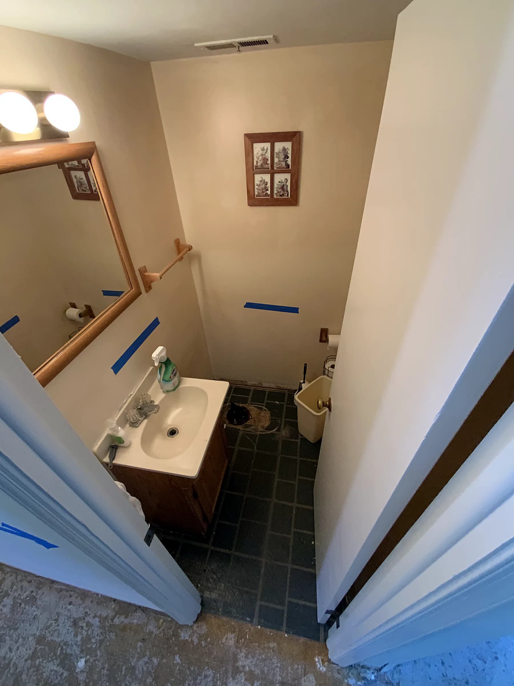 Bathroom expansion with walk-in glass shower — before